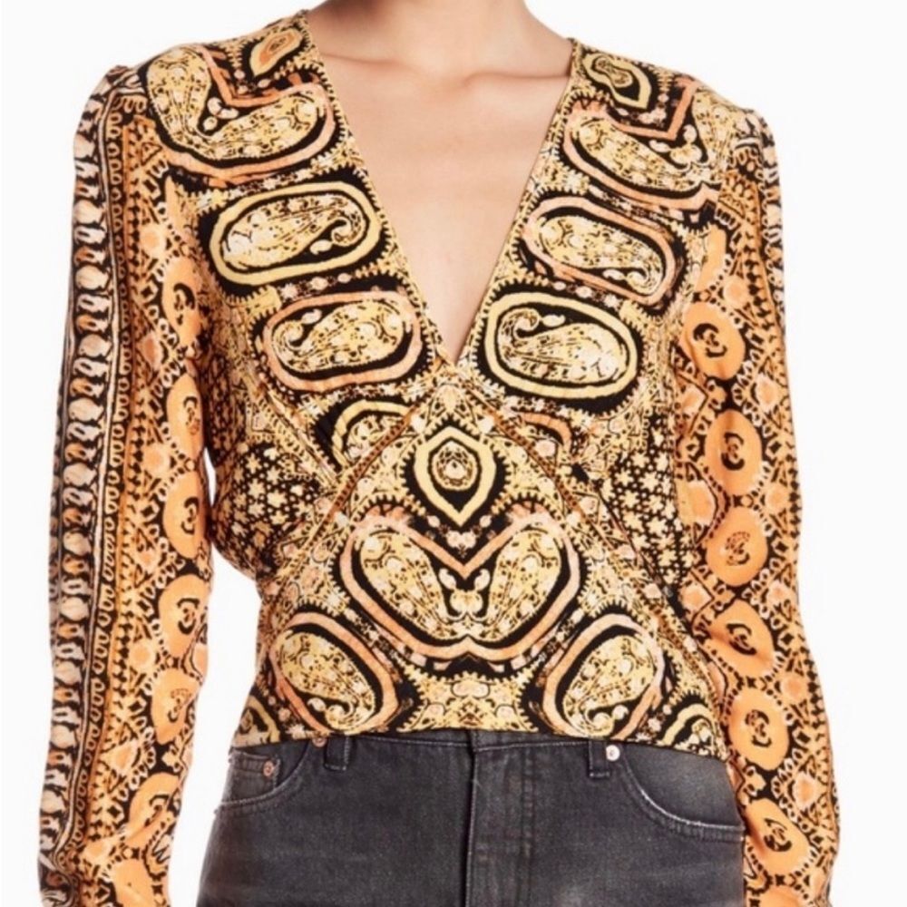 Free People 'Wild and Free' Cropped Blouse – Boho Style, Size S